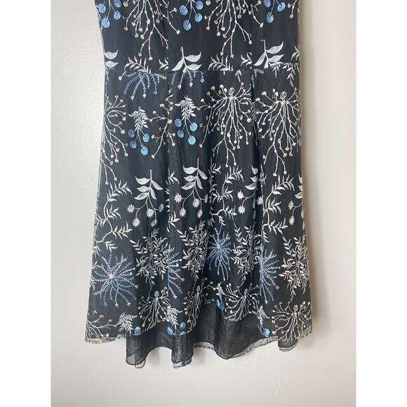 ADRIANNA PAPELL DRESS FAIRY COCKTAIL PARTY WHIMSIGOTH BLACK FLORAL EMBROIDERED - Picture 6 of 14